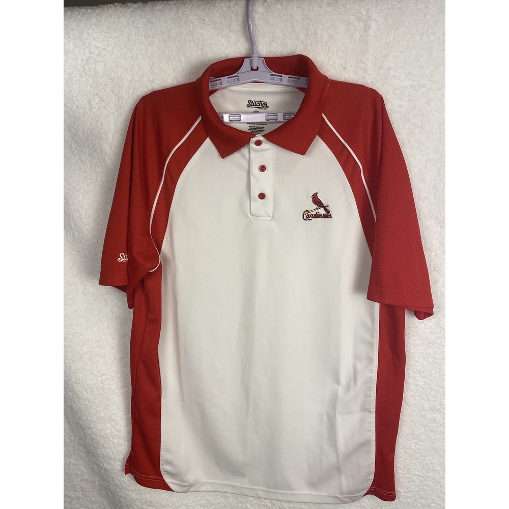 St. Louis Cardinals Stitches Polo Mens SZ L  Pull Over Shirt Casual‎ MLB Molina